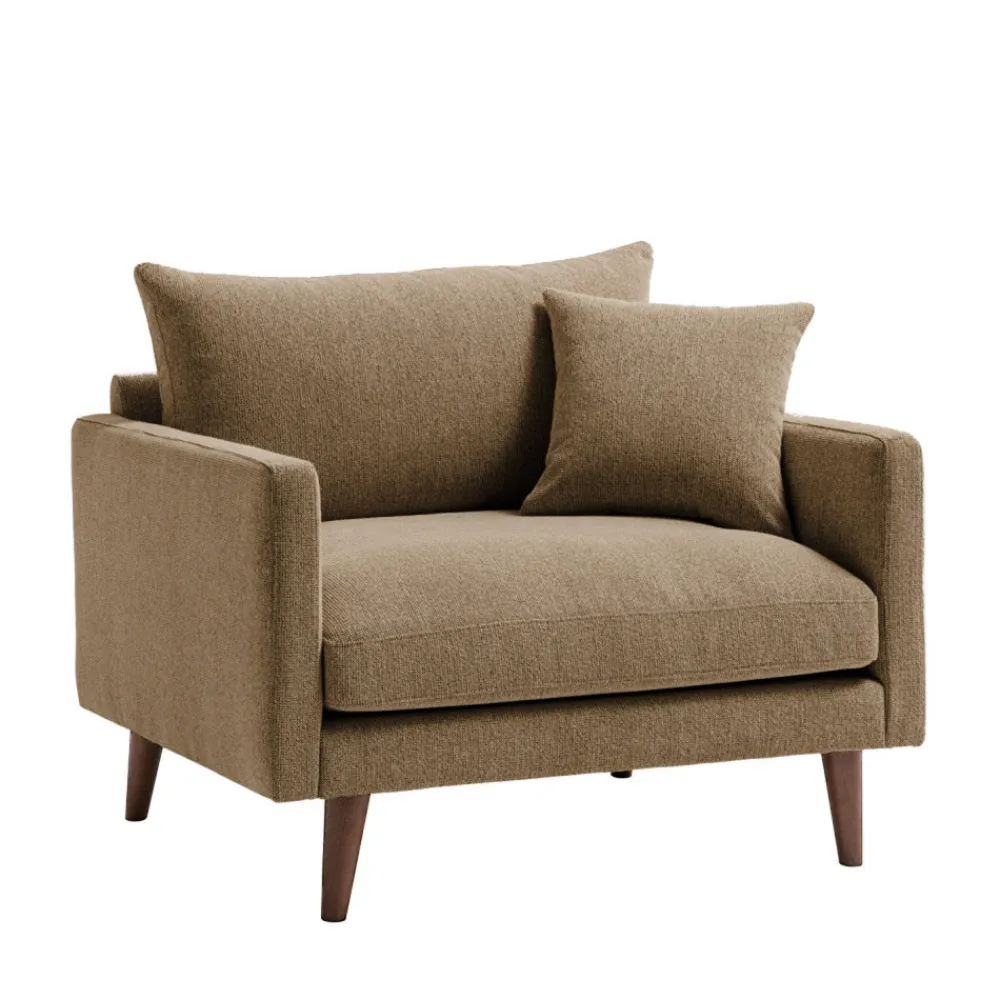 Drawer VILLABON Fauteuil XL en tissu pieds bois foncé