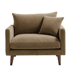 Drawer VILLABON Fauteuil XL en tissu pieds bois foncé