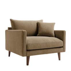 Drawer VILLABON Fauteuil XL en tissu pieds bois foncé
