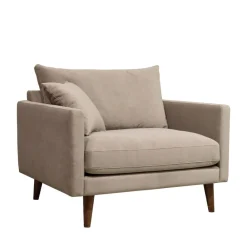 Drawer VILLABON Fauteuil XL en velours pieds bois foncé