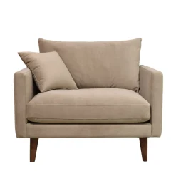 Drawer VILLABON Fauteuil XL en velours pieds bois foncé