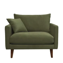 Drawer VILLABON Fauteuil XL en velours pieds bois foncé