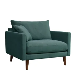Drawer VILLABON Fauteuil XL en velours pieds bois foncé
