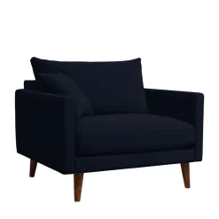 Drawer VILLABON Fauteuil XL en velours pieds bois foncé