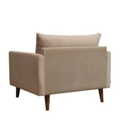 Drawer VILLABON Fauteuil XL en velours pieds bois foncé