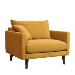 Drawer VILLABON Fauteuil XL en velours pieds bois foncé