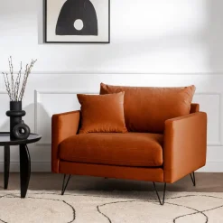Drawer VILLABON Fauteuil XL en velours pieds épingles noirs