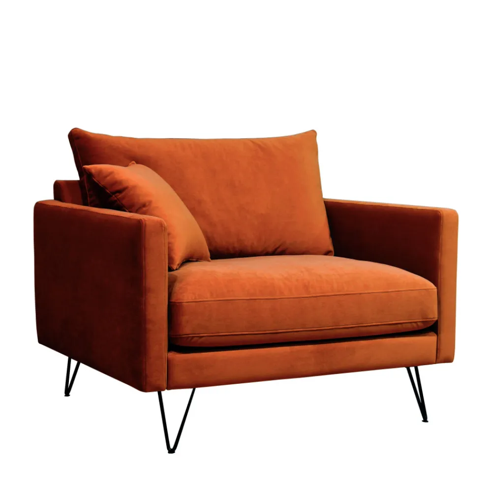 Drawer VILLABON Fauteuil XL en velours pieds épingles noirs