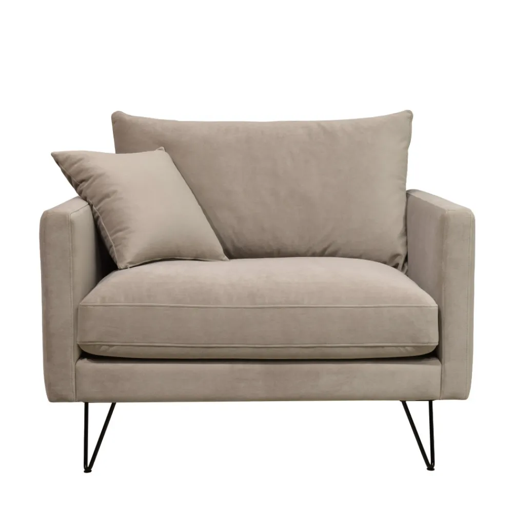 Drawer VILLABON Fauteuil XL en velours pieds épingles noirs