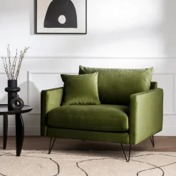 Drawer VILLABON Fauteuil XL en velours pieds épingles noirs