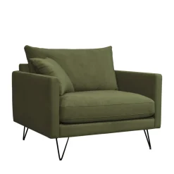 Drawer VILLABON Fauteuil XL en velours pieds épingles noirs