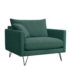 Drawer VILLABON Fauteuil XL en velours pieds épingles noirs