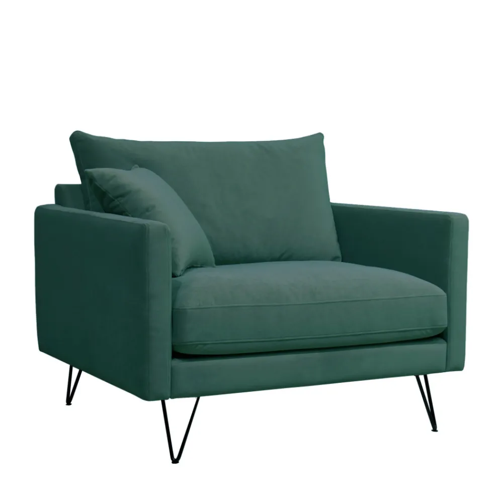 Drawer VILLABON Fauteuil XL en velours pieds épingles noirs