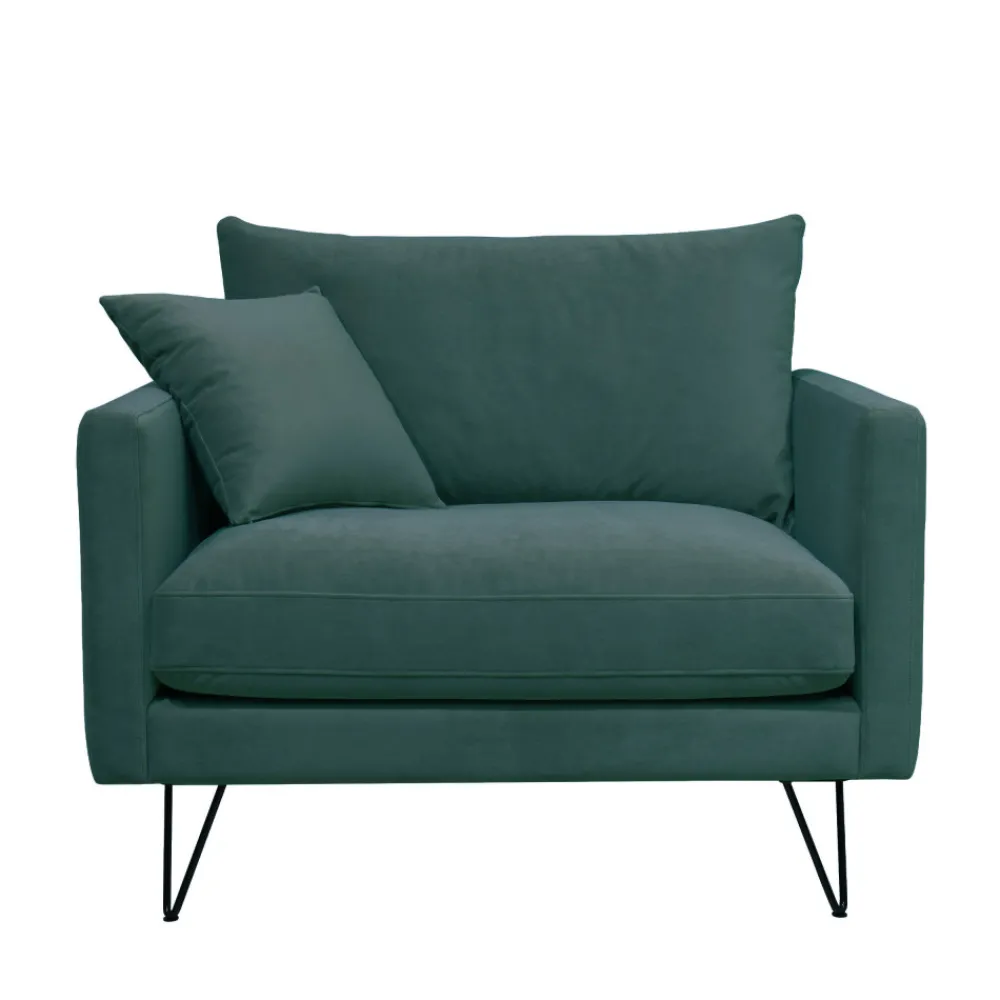 Drawer VILLABON Fauteuil XL en velours pieds épingles noirs