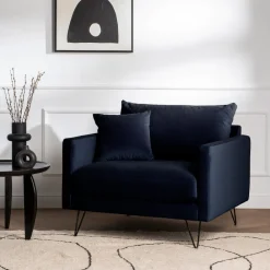 Drawer VILLABON Fauteuil XL en velours pieds épingles noirs