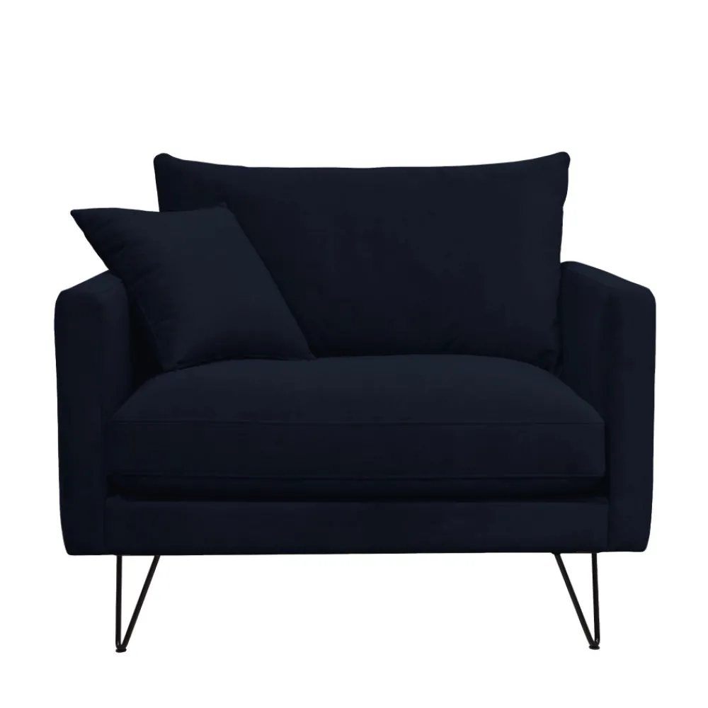 Drawer VILLABON Fauteuil XL en velours pieds épingles noirs