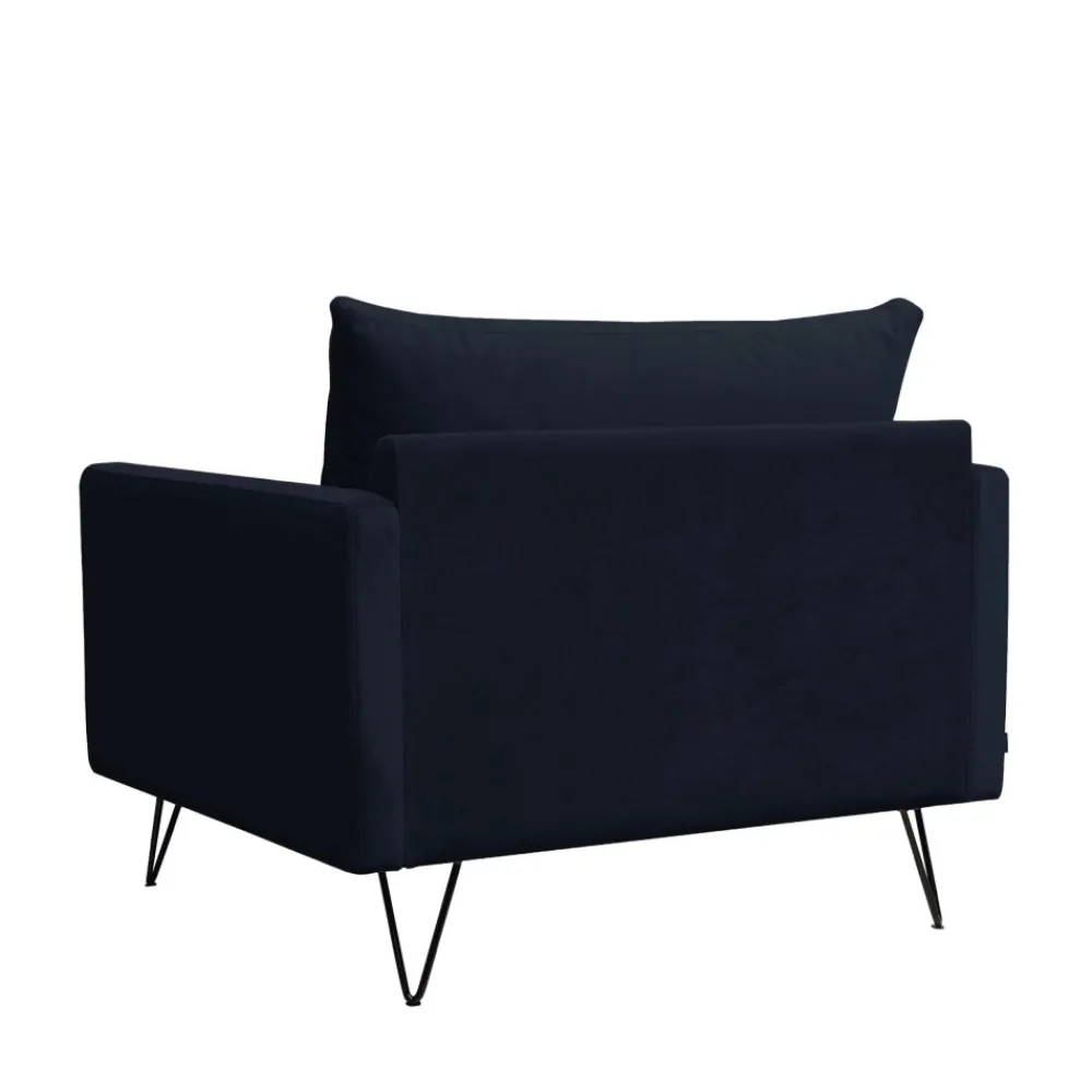 Drawer VILLABON Fauteuil XL en velours pieds épingles noirs