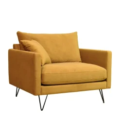 Drawer VILLABON Fauteuil XL en velours pieds épingles noirs