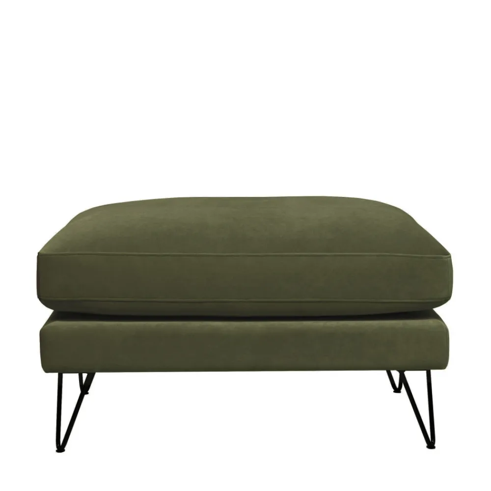 Drawer VILLABON Pouf en velours pieds épingles noirs