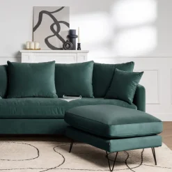 Drawer VILLABON Pouf en velours pieds épingles noirs