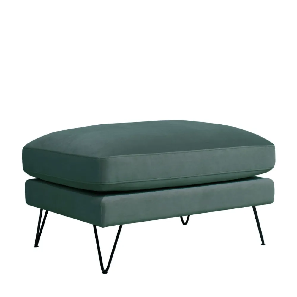 Drawer VILLABON Pouf en velours pieds épingles noirs