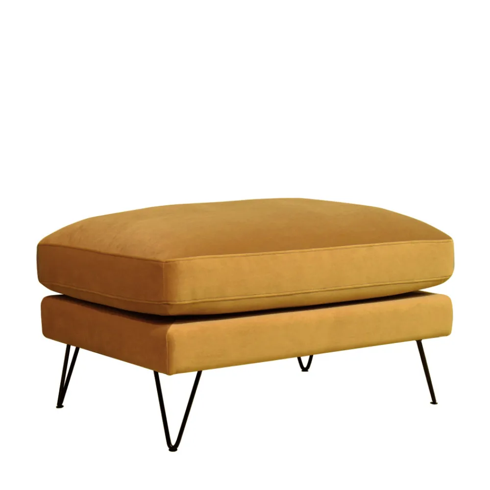 Drawer VILLABON Pouf en velours pieds épingles noirs