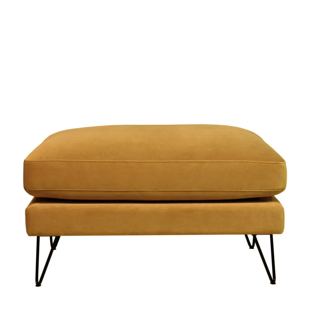 Drawer VILLABON Pouf en velours pieds épingles noirs