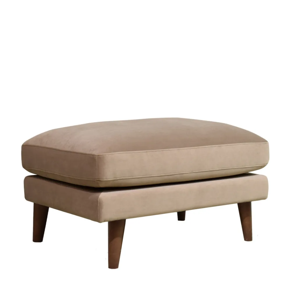 Drawer VILLABON Pouf en velours pieds bois foncé
