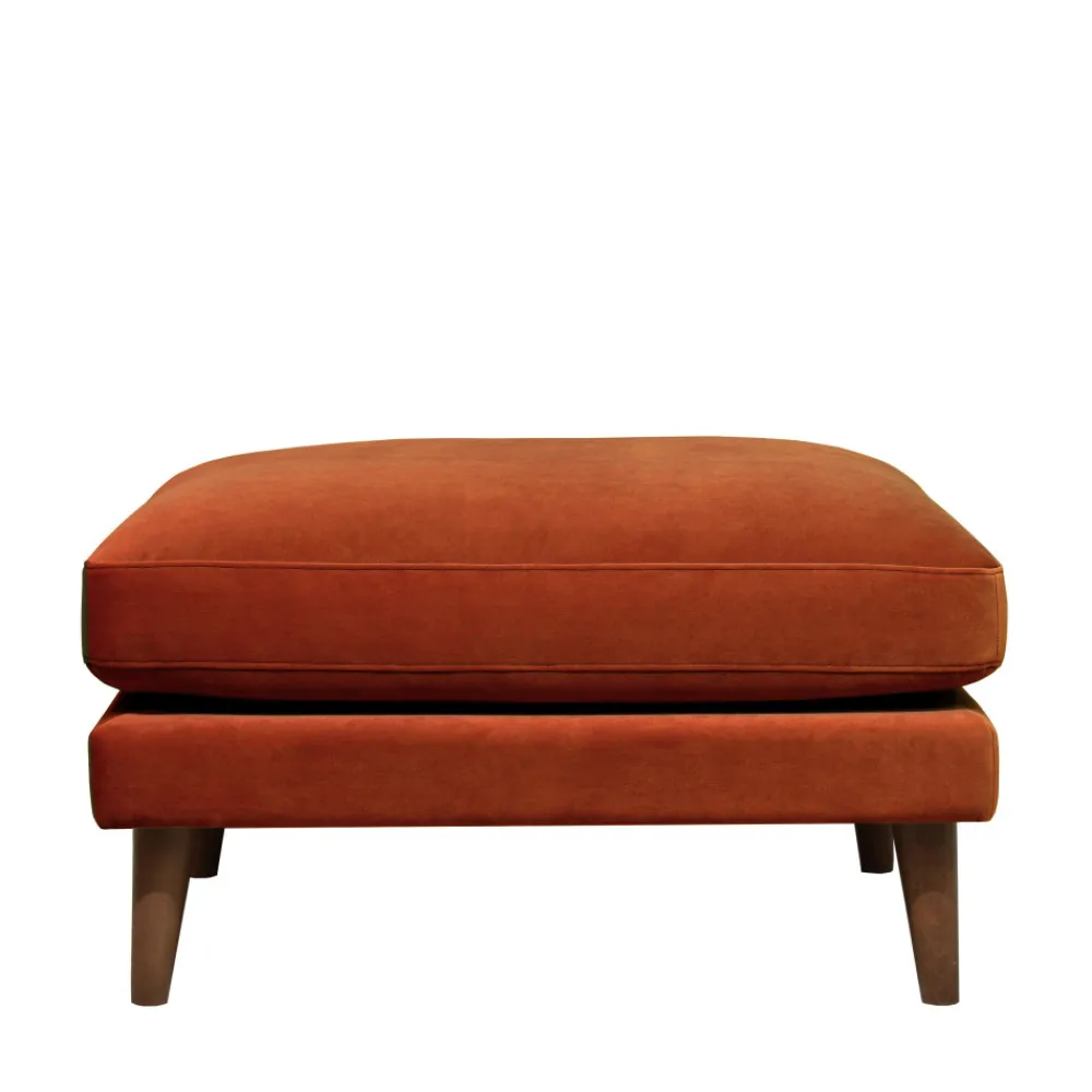 Drawer VILLABON Pouf en velours pieds bois foncé