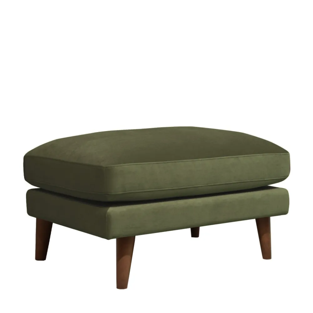 Drawer VILLABON Pouf en velours pieds bois foncé