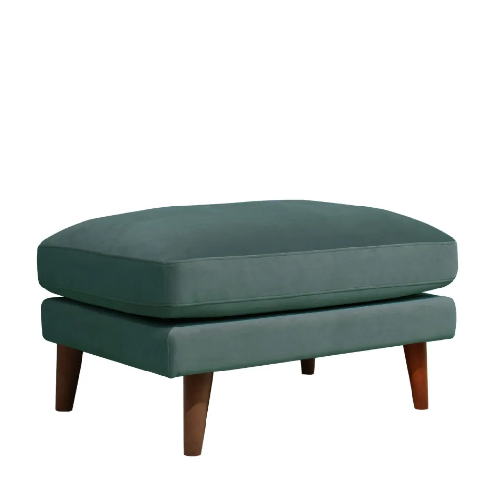 Drawer VILLABON Pouf en velours pieds bois foncé