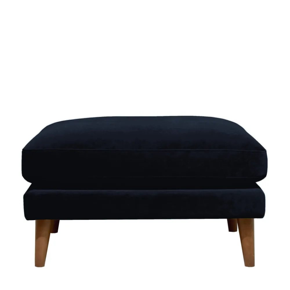 Drawer VILLABON Pouf en velours pieds bois foncé