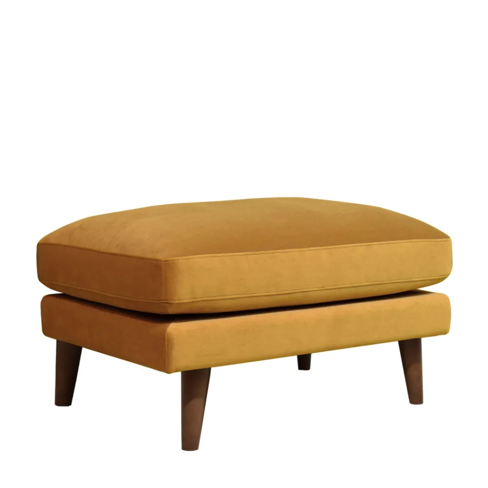 Drawer VILLABON Pouf en velours pieds bois foncé