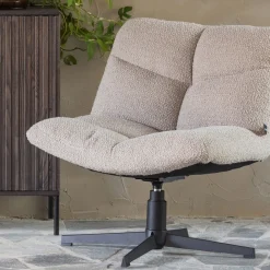 Woood VINNY Fauteuil pivotant en tissu bouclette