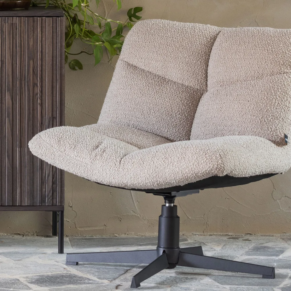 Woood VINNY Fauteuil pivotant en tissu bouclette