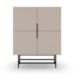 No name VINTARA Buffet haut 4 portes en bois et métal H128cm
