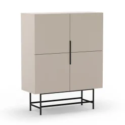 No name VINTARA Buffet haut 4 portes en bois et métal H128cm