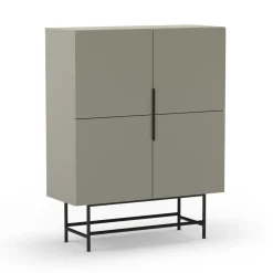 No name VINTARA Buffet haut 4 portes en bois et métal H128cm