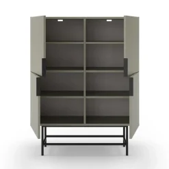 No name VINTARA Buffet haut 4 portes en bois et métal H128cm