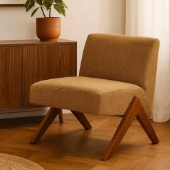Drawer VINTO Fauteuil en tissu pieds bois