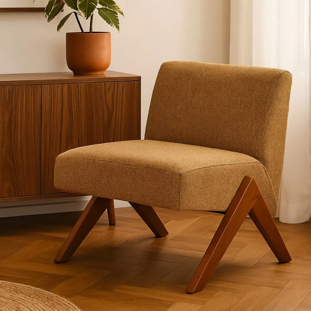 Drawer VINTO Fauteuil en tissu pieds bois