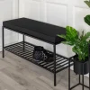 House Nordic VITA Banc en tissu et métal avec étagère L100cm