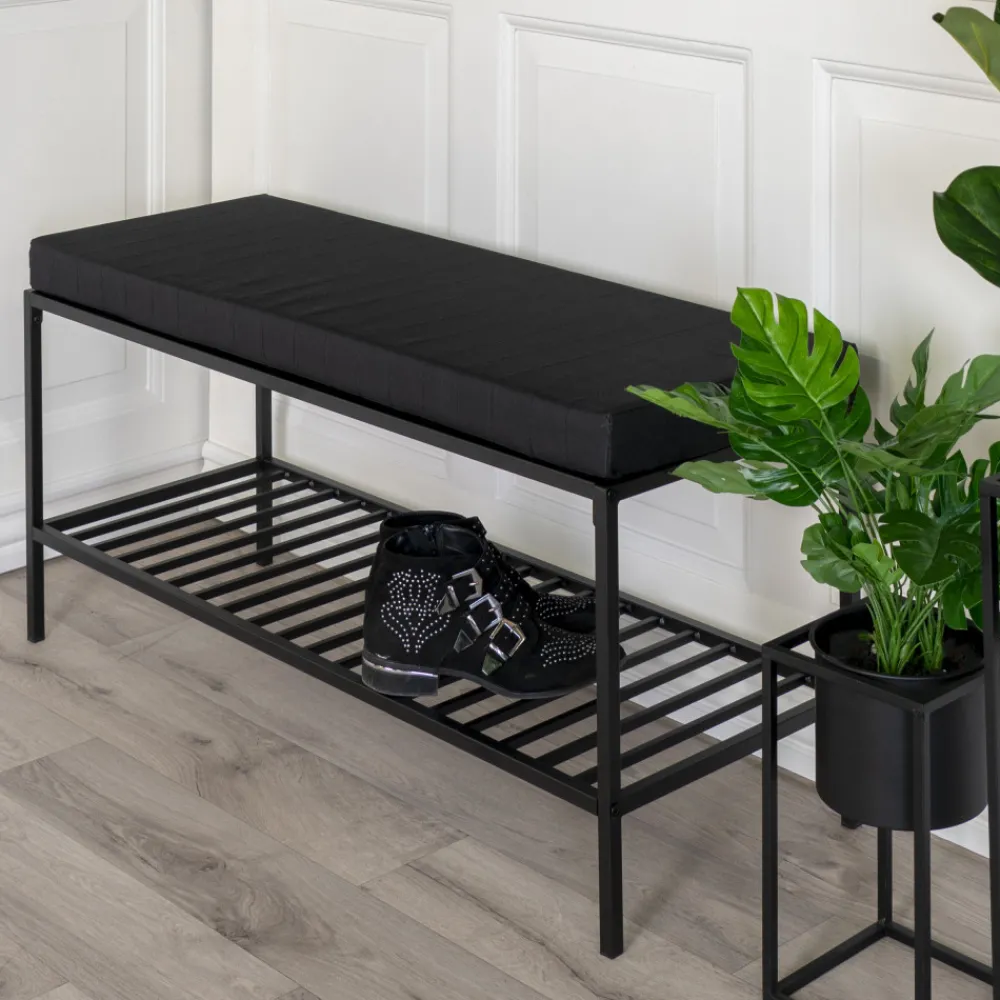 House Nordic VITA Banc en tissu et métal avec étagère L100cm