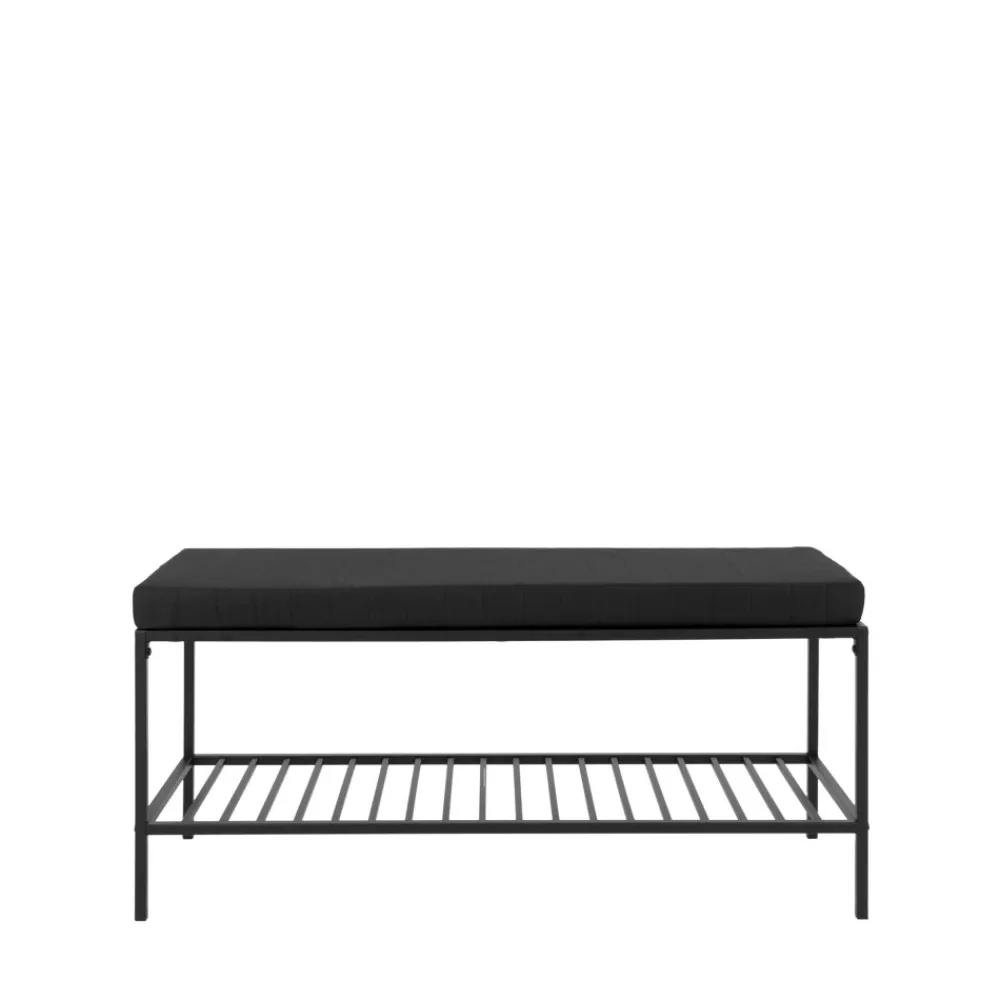 House Nordic VITA Banc en tissu et métal avec étagère L100cm