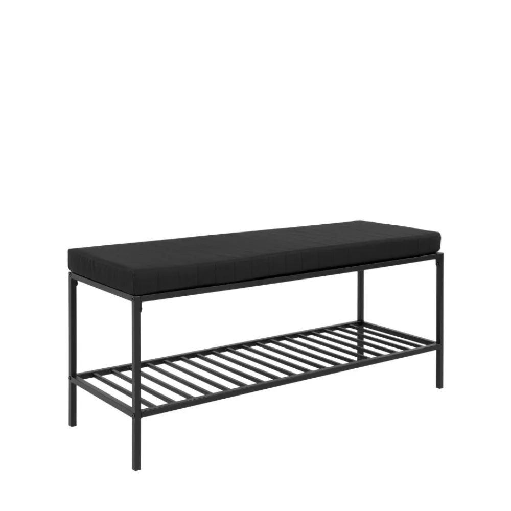 House Nordic VITA Banc en tissu et métal avec étagère L100cm