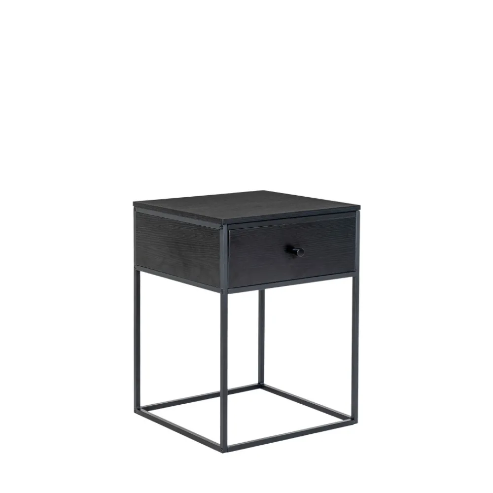House Nordic VITA Table de chevet avec tiroir en bois et métal