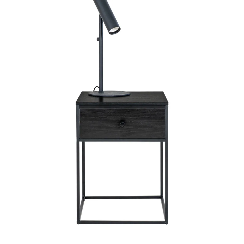 House Nordic VITA Table de chevet avec tiroir en bois et métal