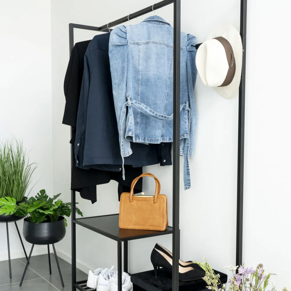 House Nordic VITA Vestiaire d’entrée en bois et métal avec 2 étagères