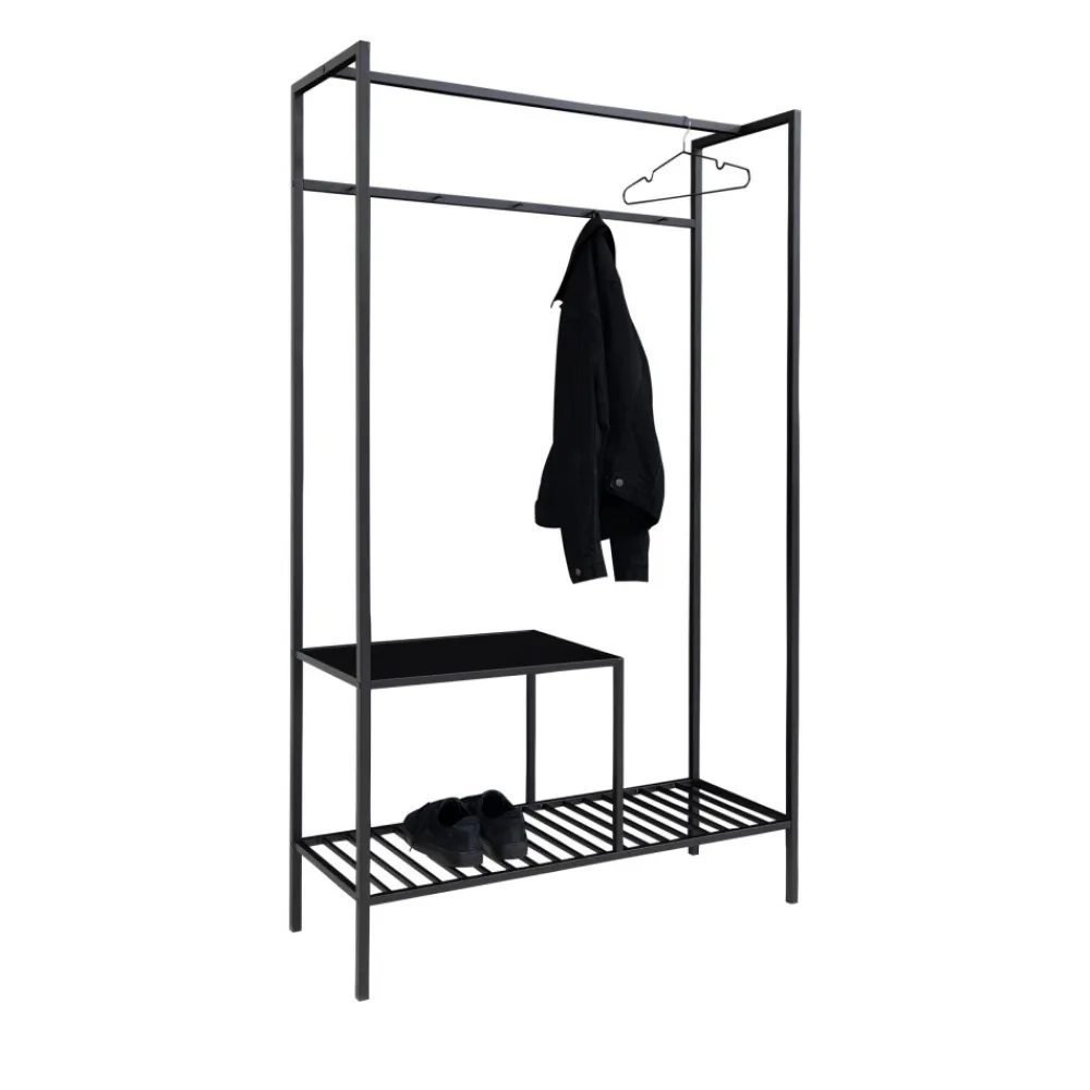 House Nordic VITA Vestiaire d’entrée en bois et métal avec 2 étagères