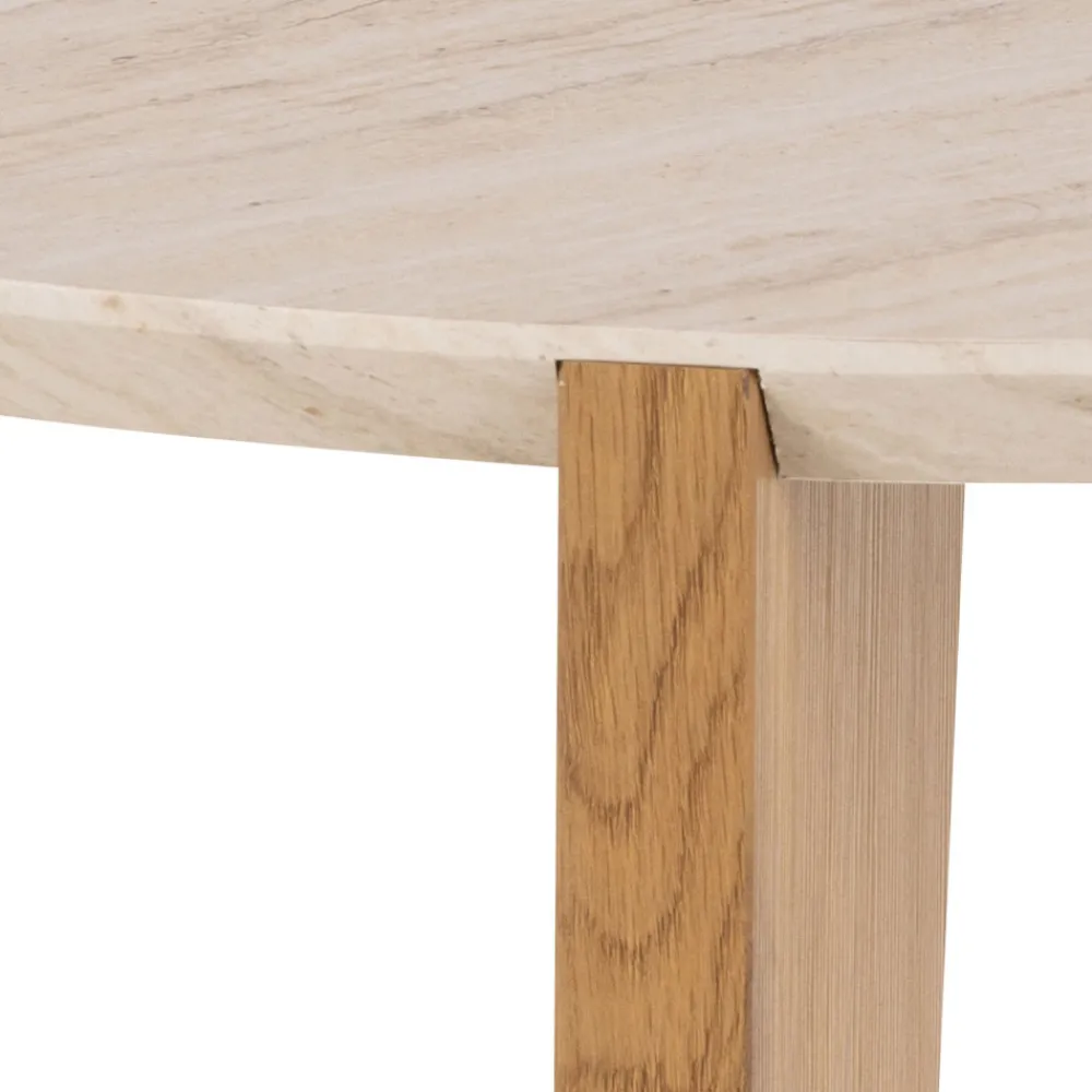 Drawer VIVO Table basse ronde en effet travertin ø80cm